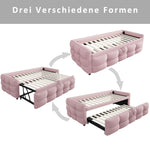 Upholstered Extendable Sofa Bed with Slatted Base, 90/180x190cm, Pink Teddy Velvet