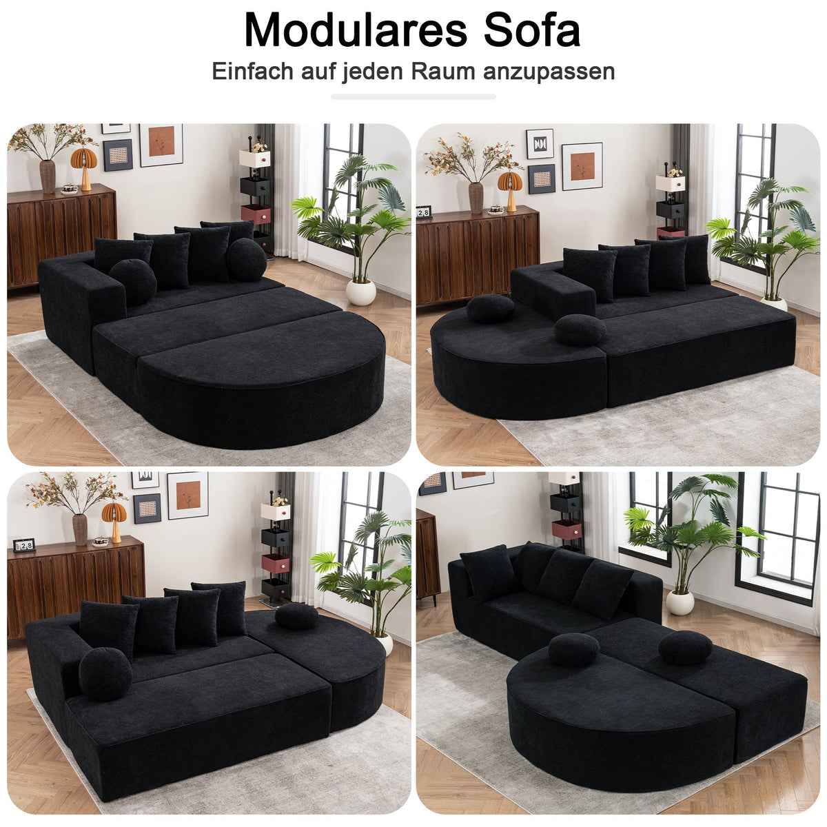 Boneless Sofa, Segmented Cloud Modular No Assembly, Chenille Fabric