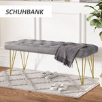 Shoe Bench, Velvet Cover, Entrance Area, Grey