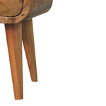 Solid Wood Bedside, Extra Mini Curved 1 Drawer Open Slot, Oak-ish Brown