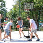 Outdoor Basketball Hoop, Height-Adjustable Stand with Wheels, Black