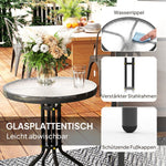 Bistro Set 3-Piece Weatherproof Glass Table Stackable Chairs - Black
