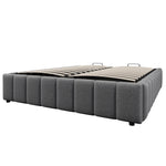 Upholstered Bed with Hydraulic Storage and No Headboard, 140x200cm, Grey Linen