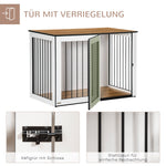 Indoor Dog Cage, Lockable Doors, Chipboard, Dark Walnut + White