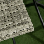 Balcony Furniture Set, 3-Piece Rattan Bistro with 2 Folding Chairs and Table, Light Grey Metal