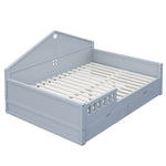 Children's Bed 140x200cm with Light Strip & Drawers, Grey