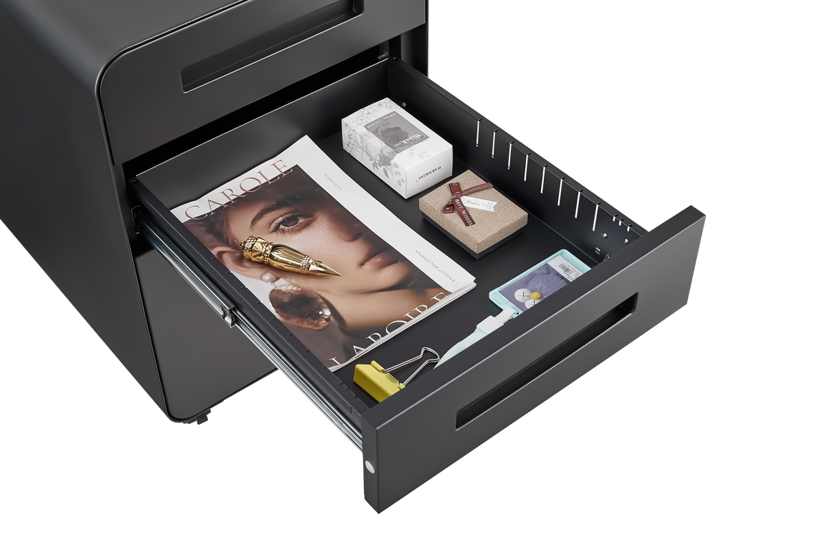 Mobile File Cabinet 3 Drawer Legal/Letter/A4 Under Desk Steel Black