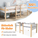 Children's Bed with Drawer & Fall Protection, 90x190cm, Solid Pine Wood, White & Oak