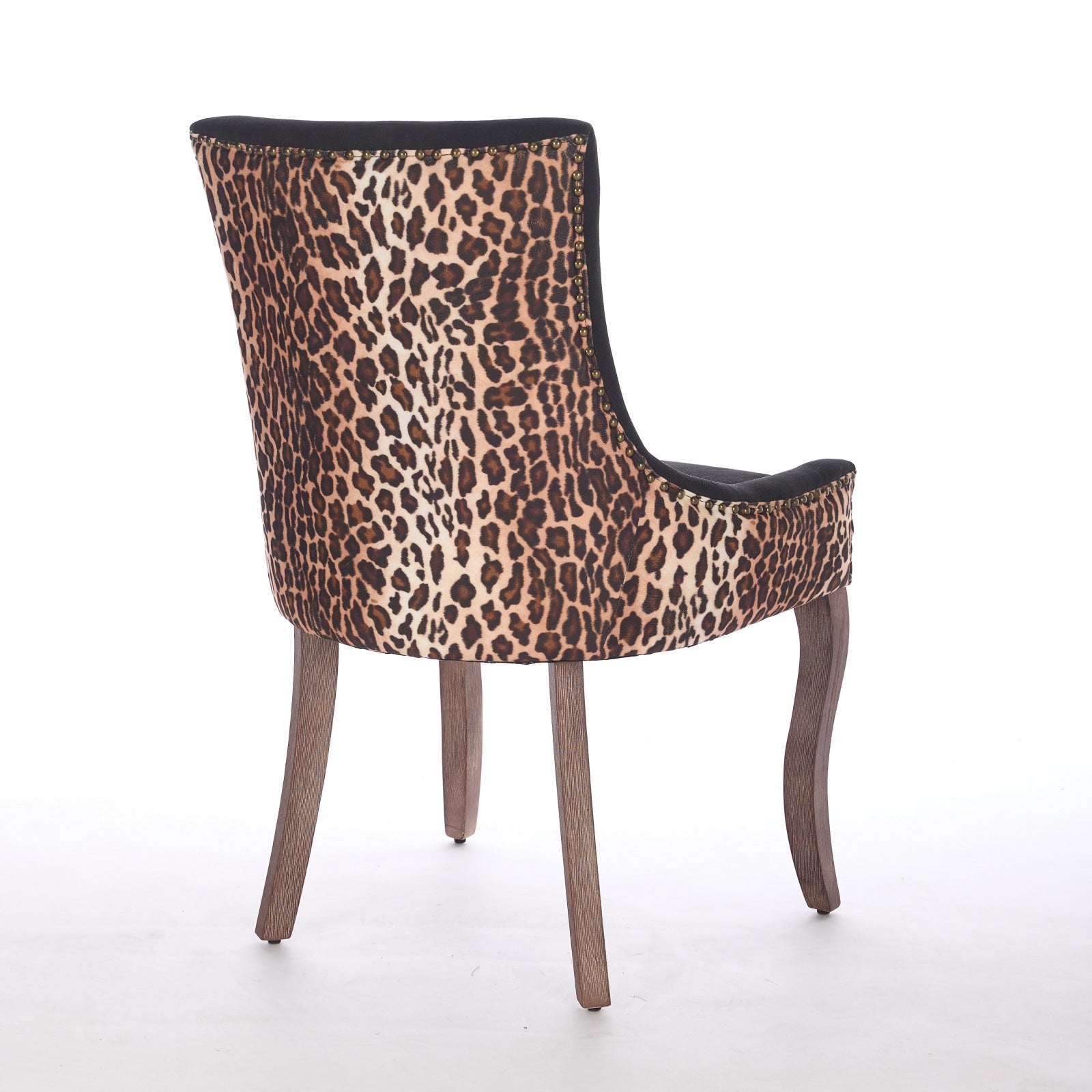 Ultra Side Dining Chair, Set of 2, Thick Fabric, Solid Wood Legs, Leopard Print Fabric