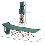 Folding Camping Bed Cot, Portable with Storage Bag 190x68x52 cm, Steel Oxford Green