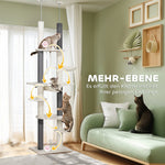 Cat Tree, Ceiling-High with Hammocks, Scratching Posts, White