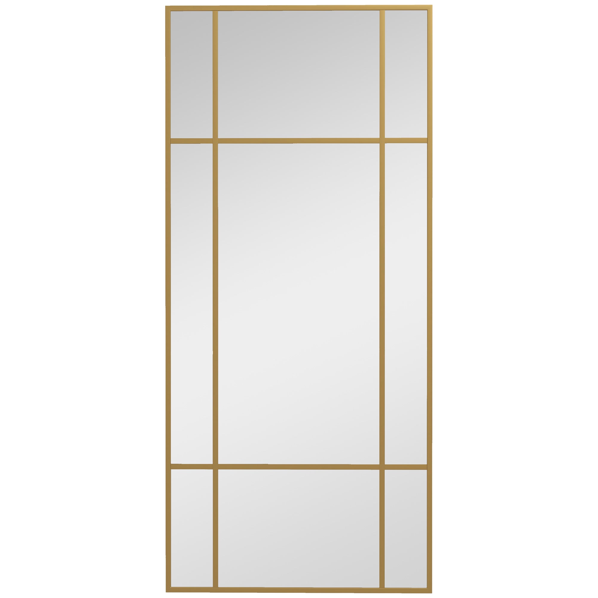 Wall Mirror 110 x 50 cm Decorative Rectangular Metal Frame, Gold