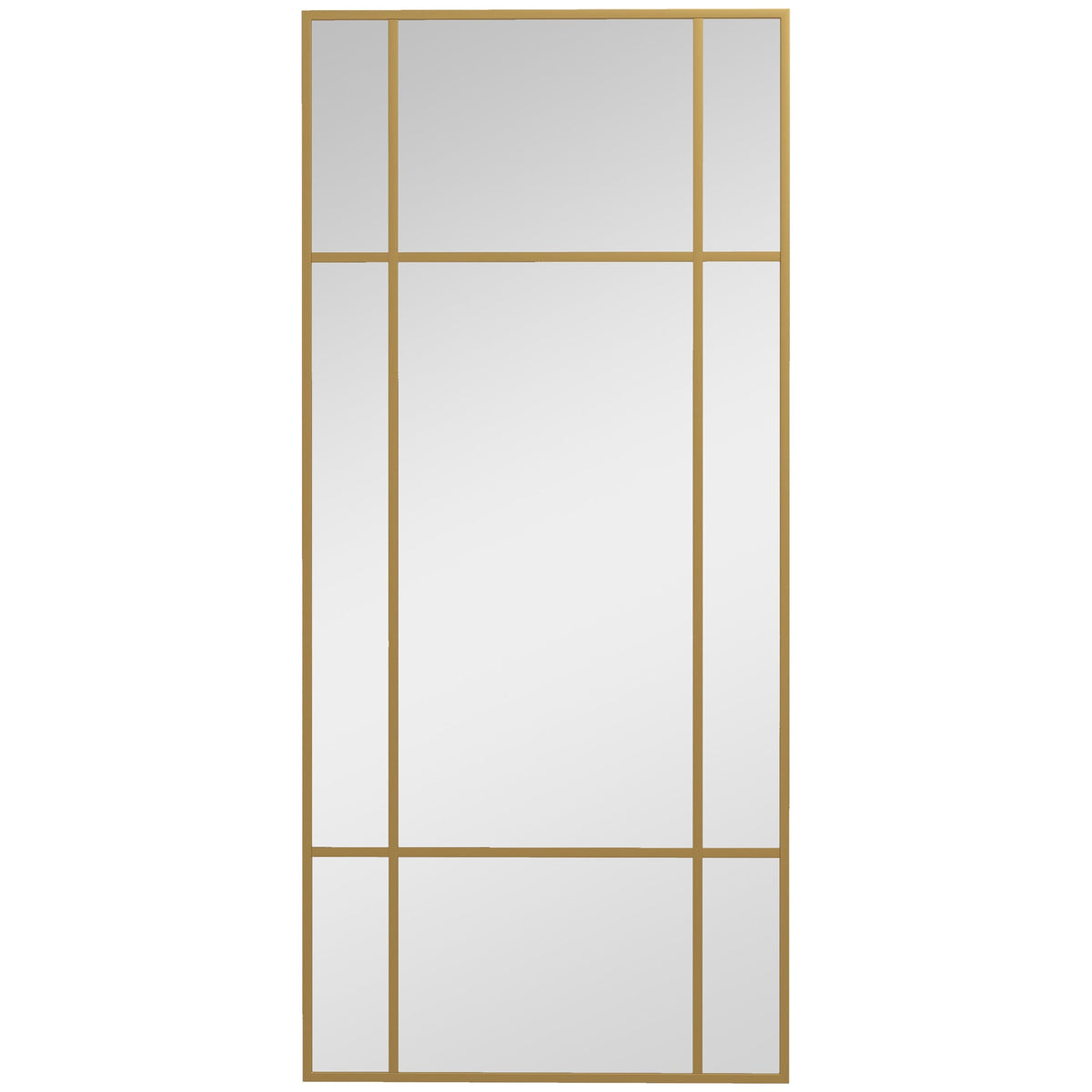 Wall Mirror 110 x 50 cm Decorative Rectangular Metal Frame, Gold