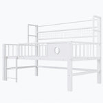 Children's Low Loft Bed with Storage Compartments, 90x200cm, White Metal