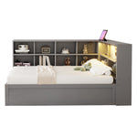 Multifunctional Sofa Bed 90x200 with Storage & Light Strip, Grey