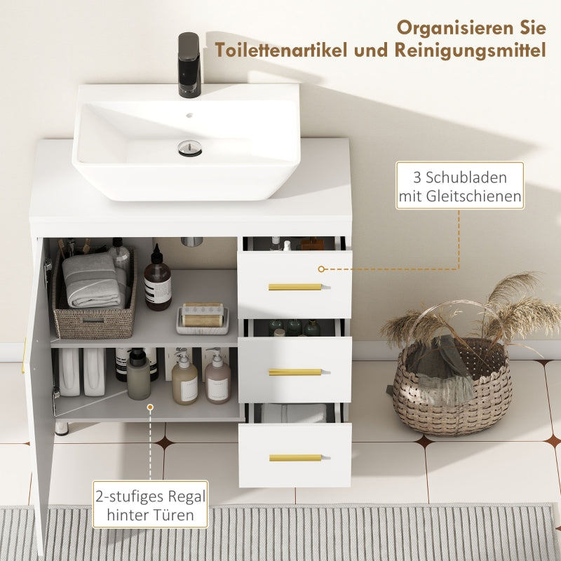 Bathroom Vanity Unit, 3-Tier Design, White