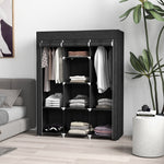 Fabric Wardrobe, Clothes Rail 8 Levels, Space-Saving, Black