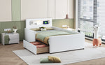 Upholstered Children's Bed 90x200cm Night Light USB Storage Faux Leather White