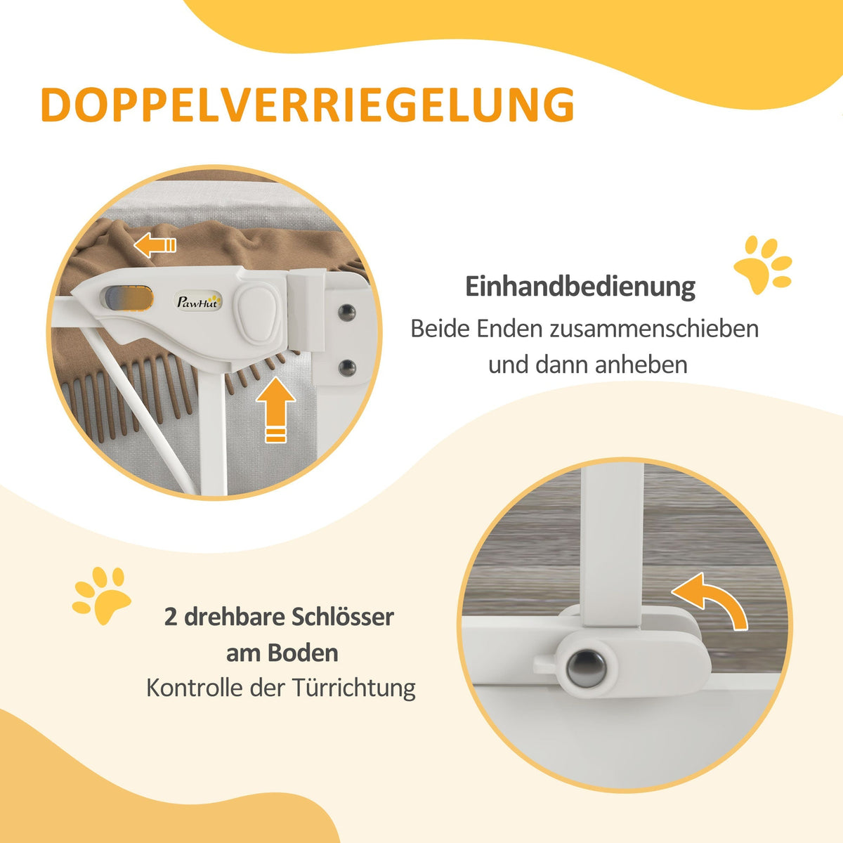 Stair Gate, Automatic Drill-Free Door Barrier, White