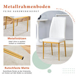 Fashionable Dining Chair 4-Piece Set with Golden Metal Legs, White PU Leather