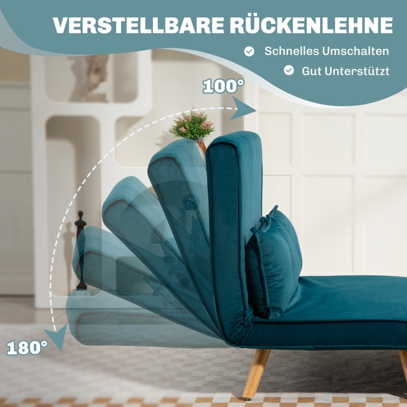 2-seater Sofa Bed, Convertible with Adjustable Backrest, Dark Green Fabric