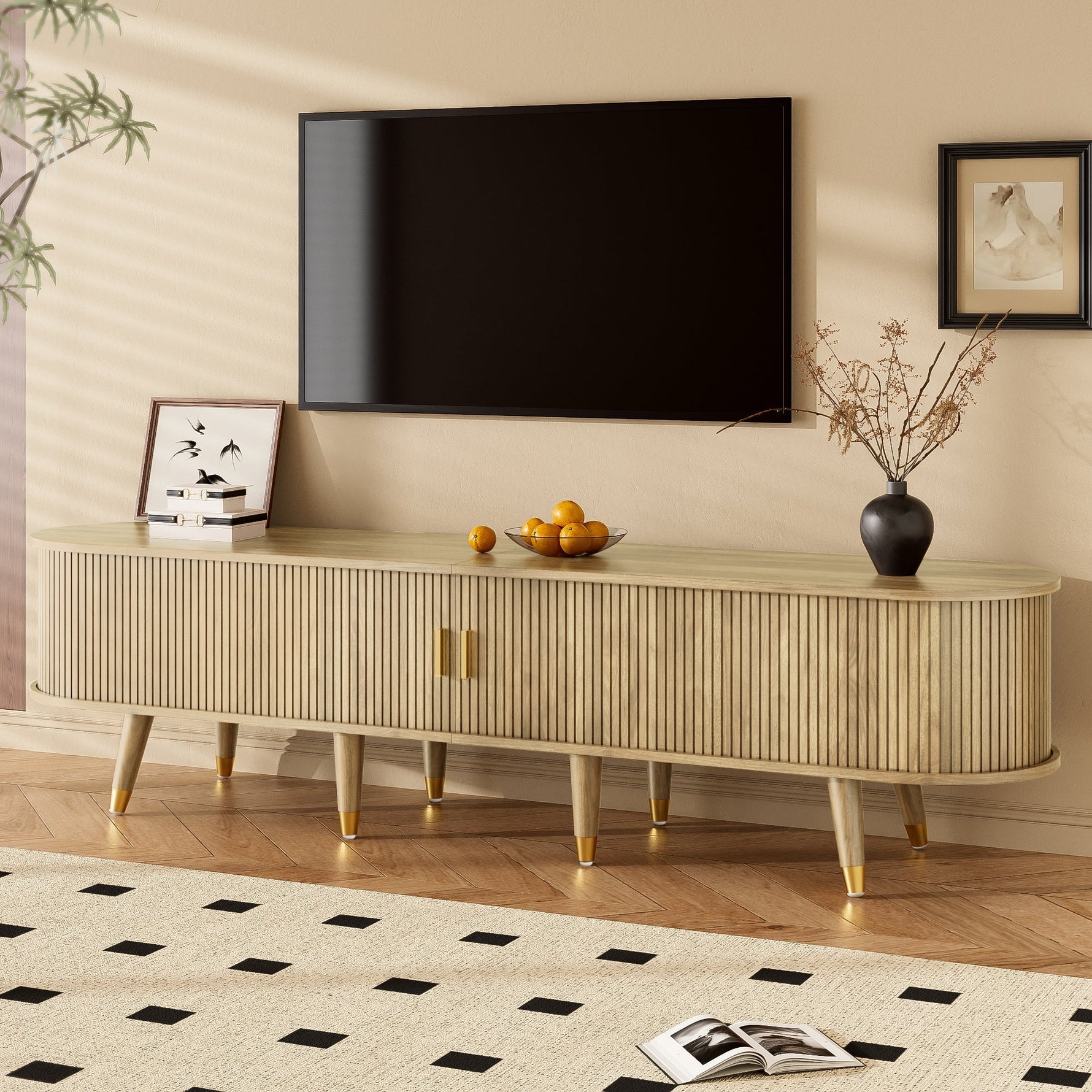 TV Cabinet Sliding Doors Unique Design
