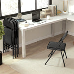 Folding Chairs, Portable Office with Cushions, Black