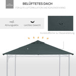 Pavilion Roof Replacement 3x3m Sunshade Polyester Dark Grey
