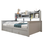 Sofa Bed 90x200 with Drawers & Shelves, Solid Wood Grey