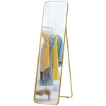 Full Length Mirror, 160 x 40 cm, Standing, Metal Frame, Gold