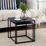 Coffee Table Set, 2 Side Tables, Modern Steel, Black