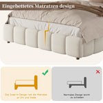 Upholstered Hydraulic Bed 140x190cm with Storage, Beige Velvet
