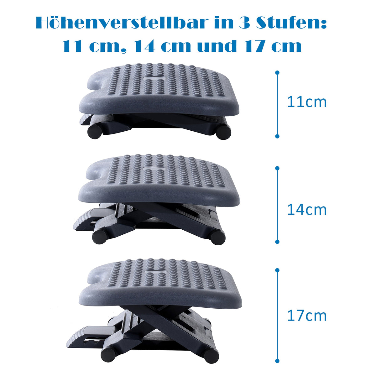 Relax Footrest for Office, Height-Adjustable, Plastic Dark Grey, 46x35cm