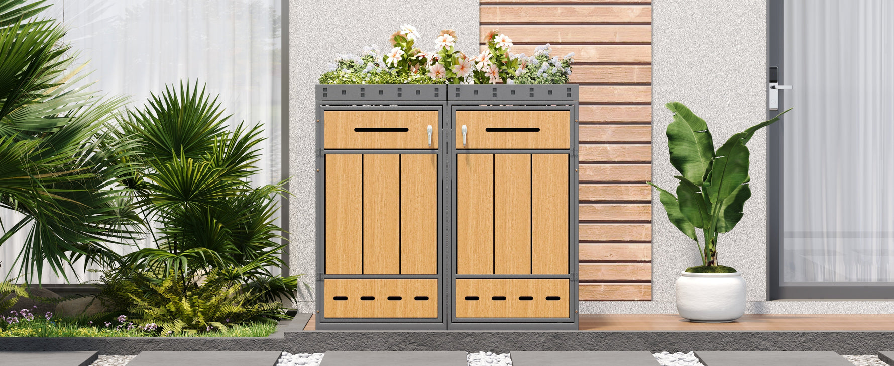 Bin Storage Unit with Green Roof and 120-240L Enclosure, Metal