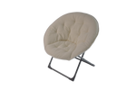 Folding Saucer Moon Chair Portable Soft Sheep's Wool Beige