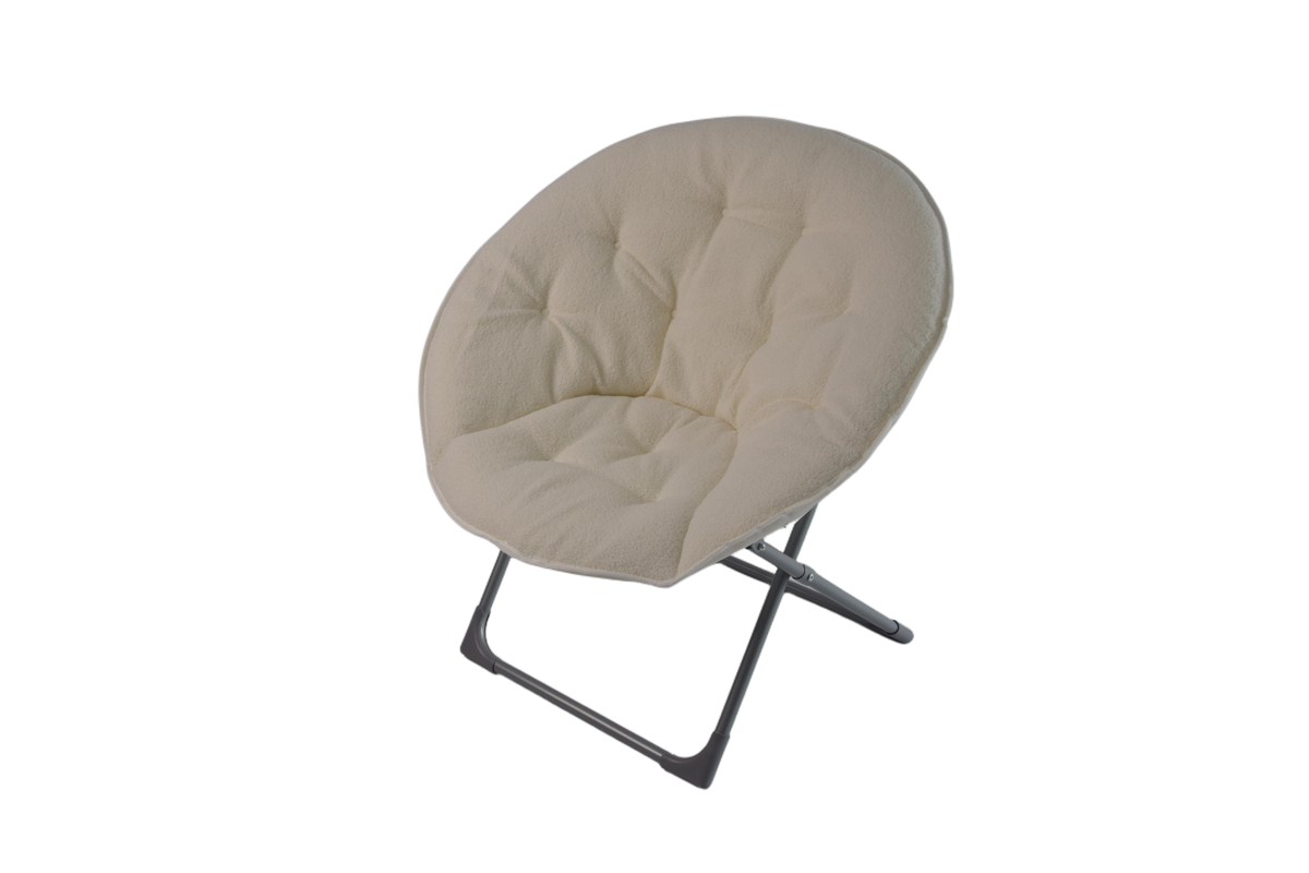 Folding Saucer Moon Chair Portable Soft Sheep's Wool Beige