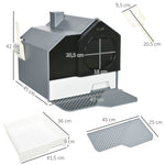 Cat Litter Box, Removable Tray with Sieve Mat & Scoop, Grey