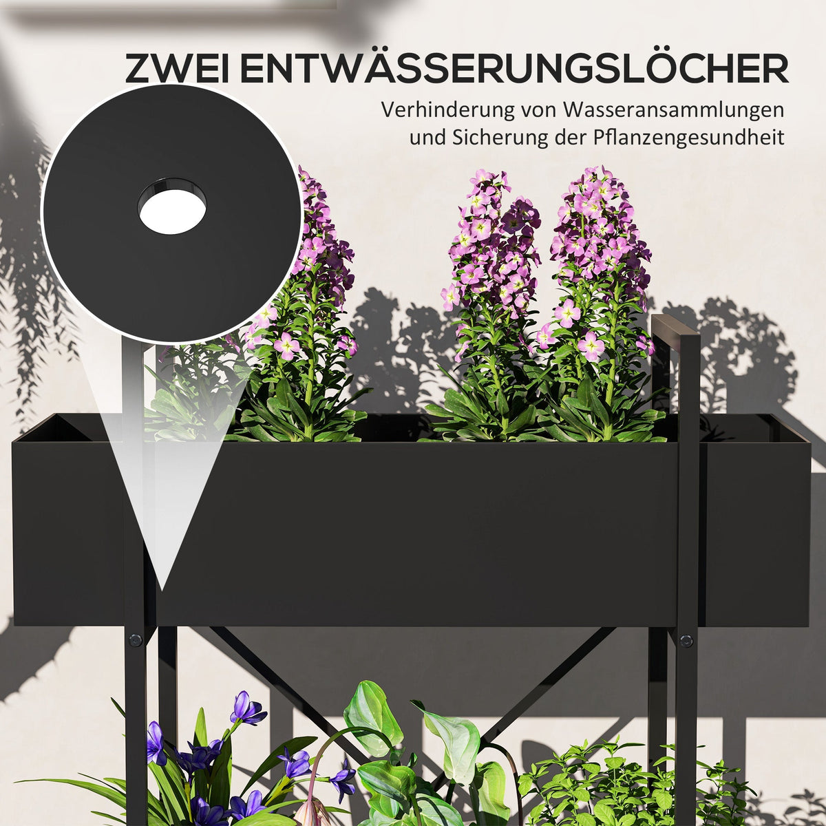 2-Tier Plant Stand, 70cm High, Metal, Black