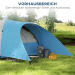Tunnel Tent, Family Camping, Water-Repellent, 6 Person, Blue