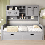 Wooden Sofa Bed 90x200 cm with Large Storage Drawer, Grey