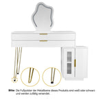 Dressing table with LED-lit mirror, extendable design, white