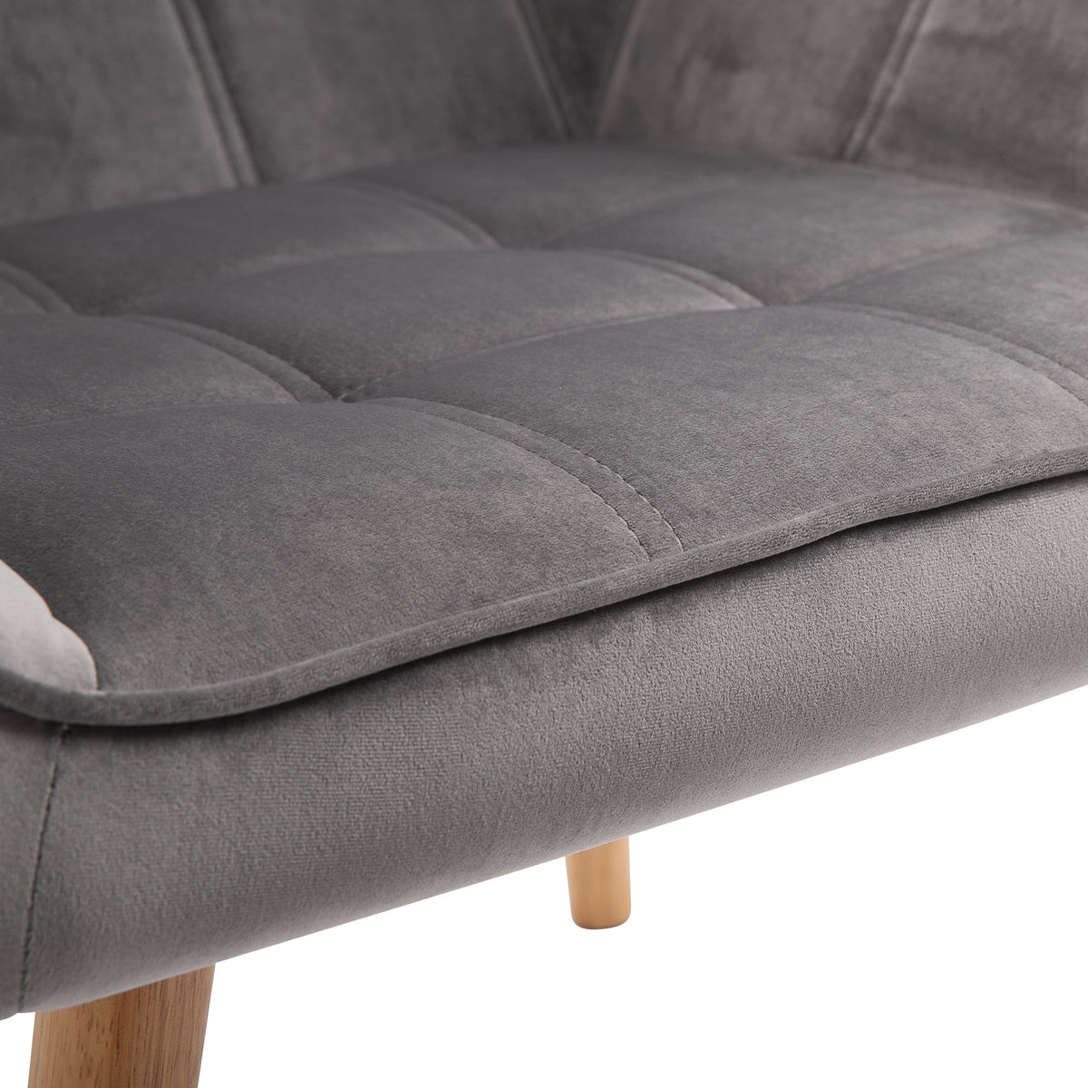 Wingback Chair, Single Recliner with Raised Legs, Velvet Grey