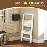 Stepladder, 3 Steps Anti-Slip Folding with Handle, Aluminum, White