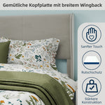 Modern Minimalist Upholstered Bed with Plush Headboard, 140x200 cm, Beige