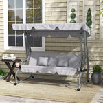 Outsunny Hollywood Swing 3-Seater Reclining Canopy, Light Grey