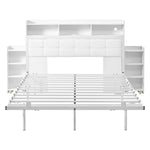 Double Bed 140x190cm 2 Pull-out Nightstands Storage USB/Type-C LED - White