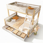 Children's Bunk Bed 90x200/140x200 with Drawers, White & Oak