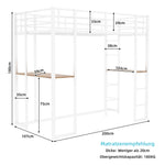 Children's Loft Bed L-Shaped Desk Railing Versatile Stairs Iron Frame