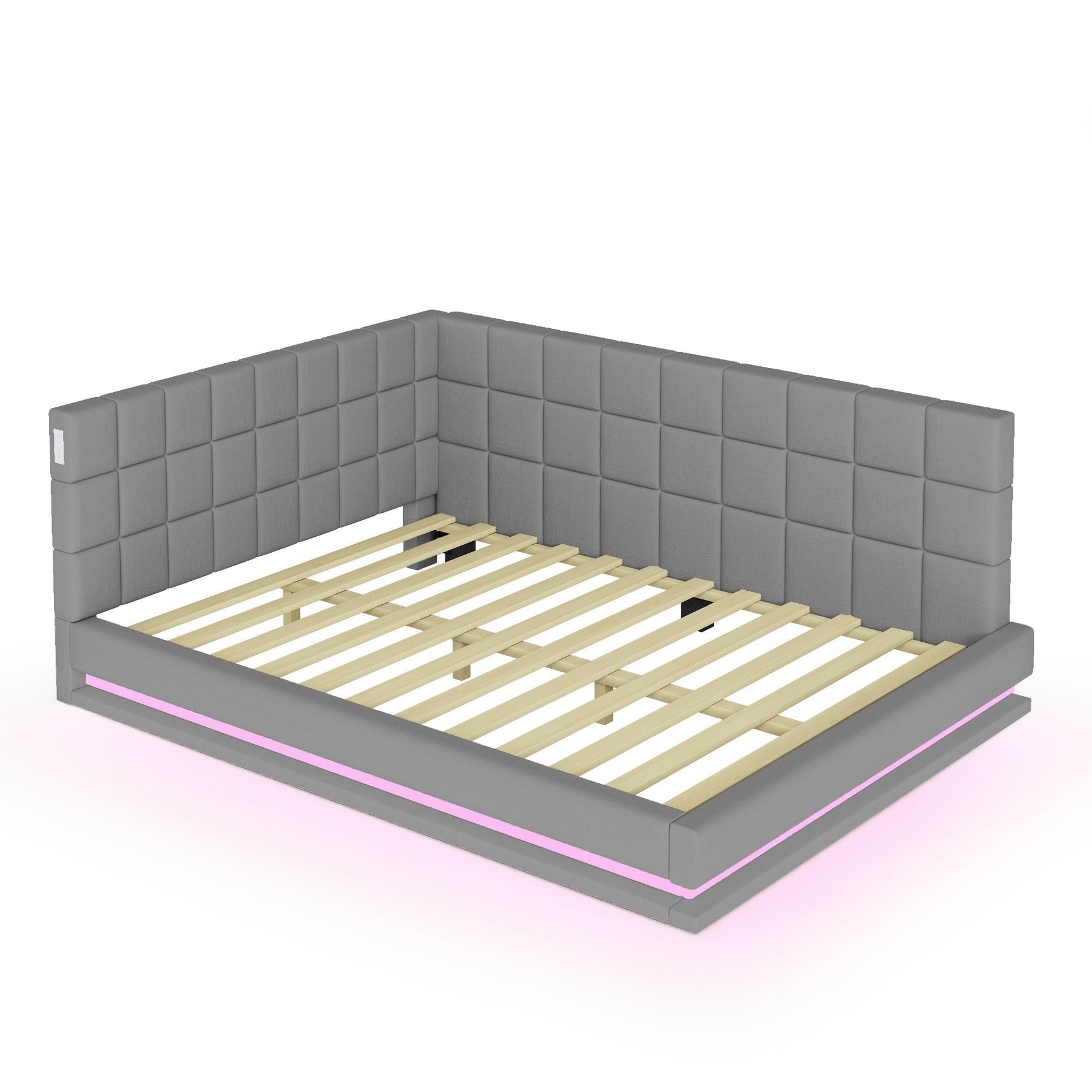 Upholstered Sofa Bed, 140x200 Multifunctional with LED & USB, Gray Velvet