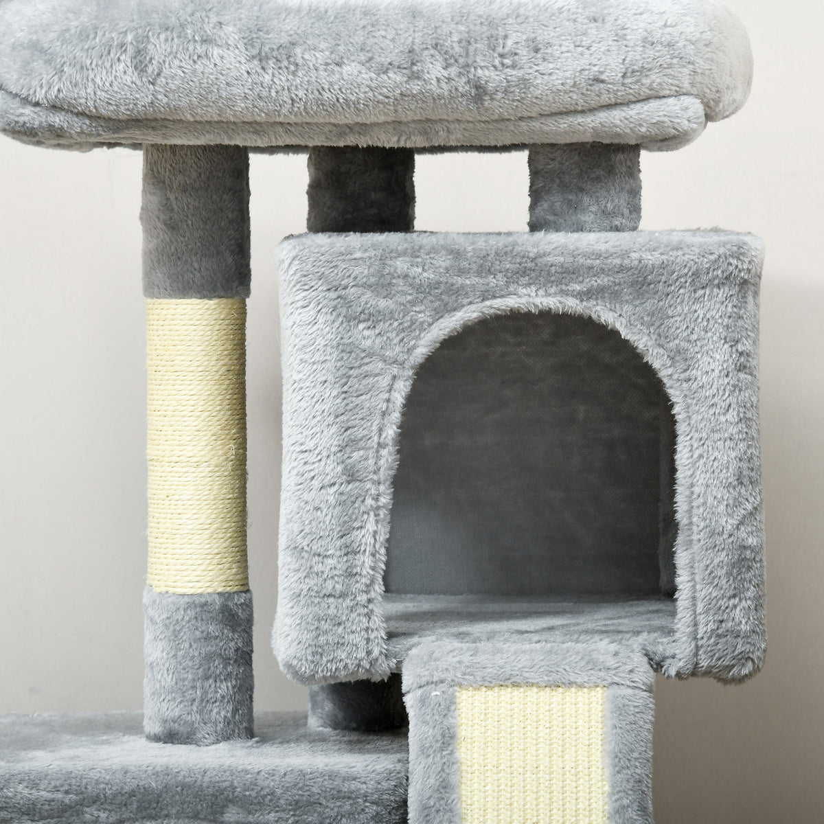 Cat Tree, Sisal Posts, Scratching Board, Light Grey